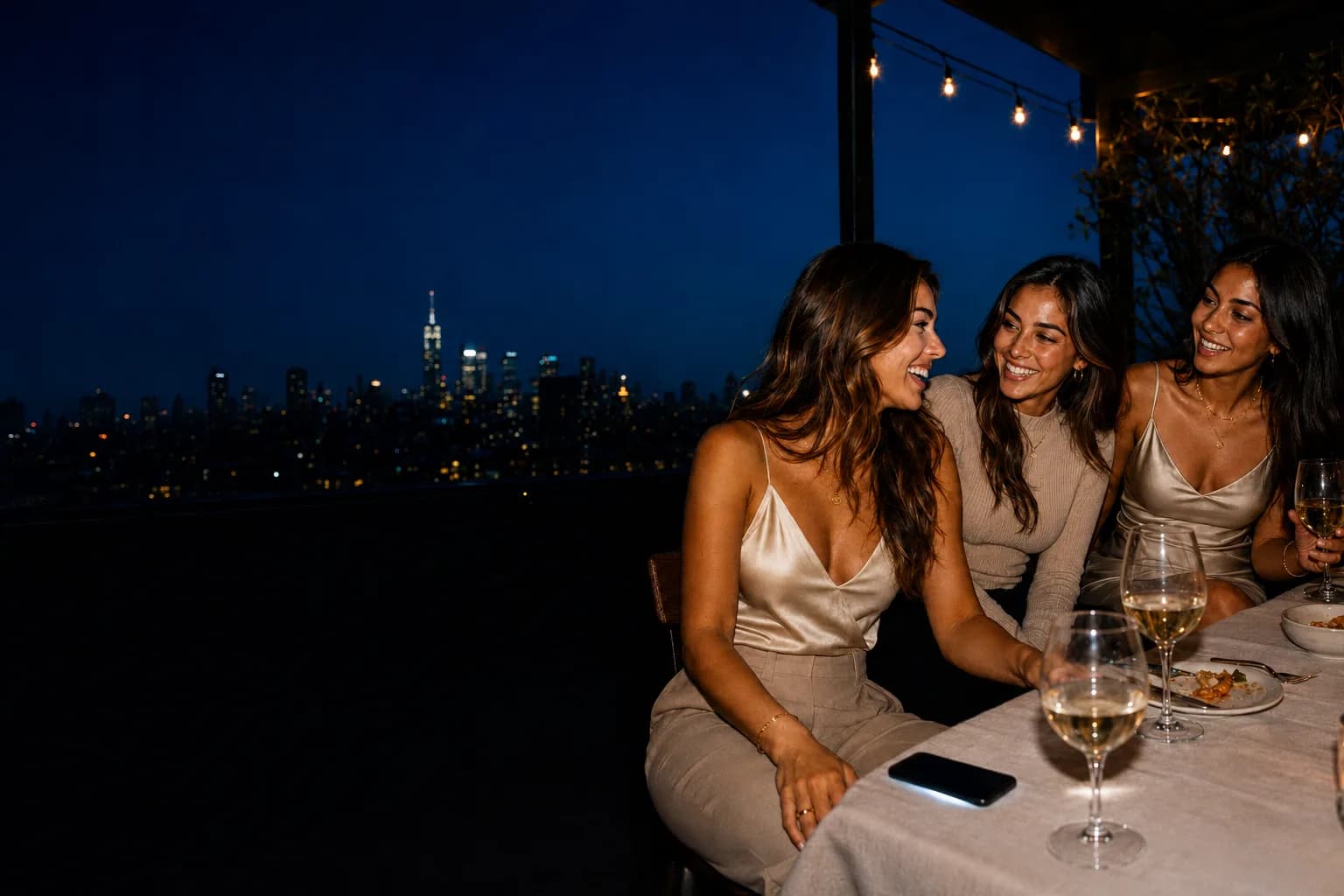 Founders at dinner while the keyword fires